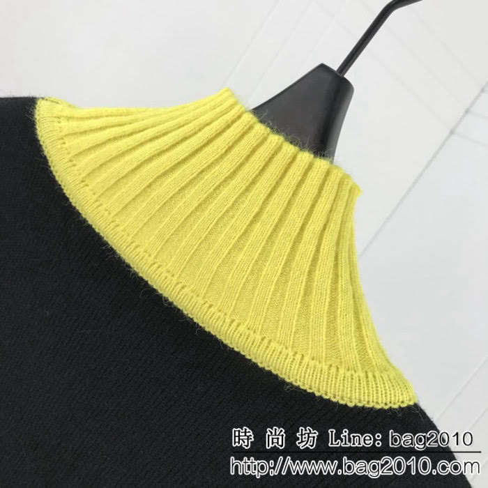 FENDI芬迪 18ss秋冬新款 羊毛混紡 撞色高領毛衣 胸口刺繡新logo 明星同款 寬鬆版型 男女同款 ydi2317